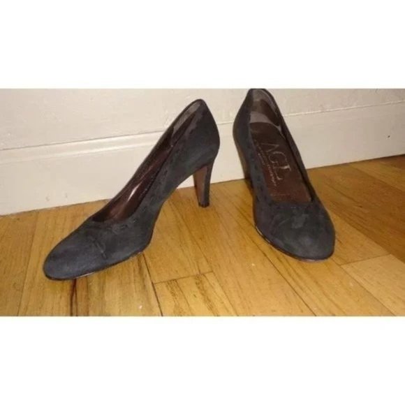 AGL Attilio Giusti Leombruni Round Toe Suede Pumps Shoes 7 - Picture 4 of 10